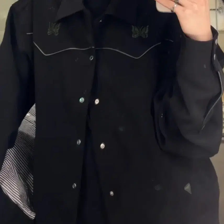 [BUNJANG] Needles PE/PU Double Cloth Piping Cowboy Jacket Black / 니들스 PE/PU 더블 클로스 파이핑 카우보이 자켓 블랙