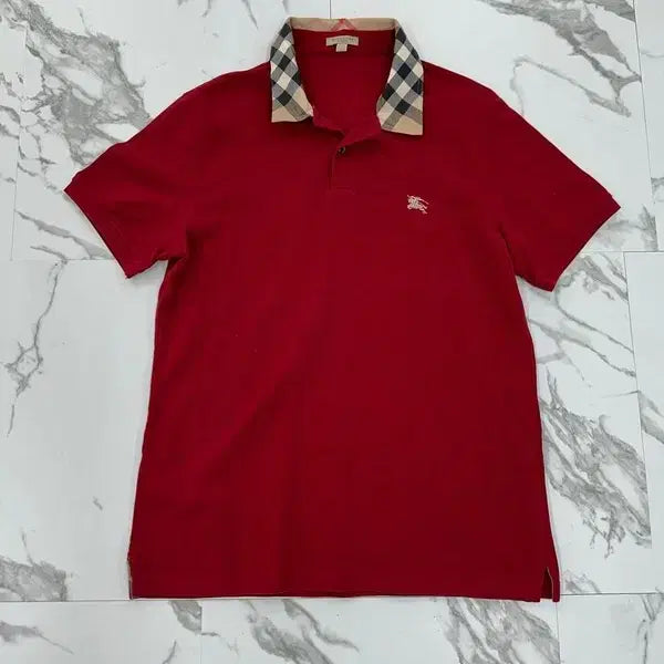 [BUNJANG] Burberry Brit Red Short Sleeve Polo Shirt L / 버버리 브릿 레드 반팔 카라티
