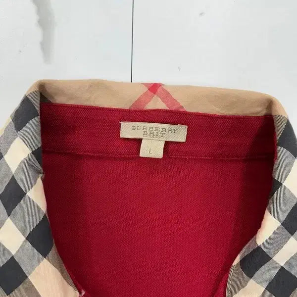 [BUNJANG] Burberry Brit Red Short Sleeve Polo Shirt L / 버버리 브릿 레드 반팔 카라티