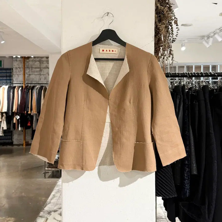 [BUNJANG] Marni Beige Linen Cropped Jacket / 마르니 베이지 린넨 크롭 자켓