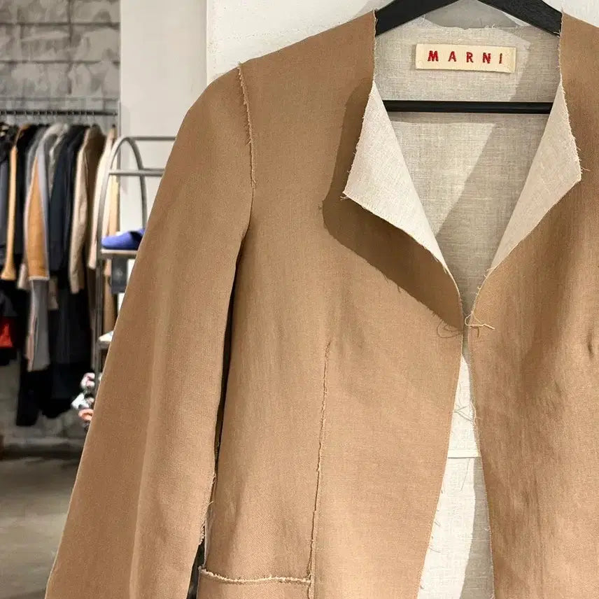 [BUNJANG] Marni Beige Linen Cropped Jacket / 마르니 베이지 린넨 크롭 자켓
