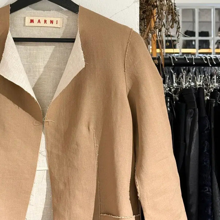[BUNJANG] Marni Beige Linen Cropped Jacket / 마르니 베이지 린넨 크롭 자켓
