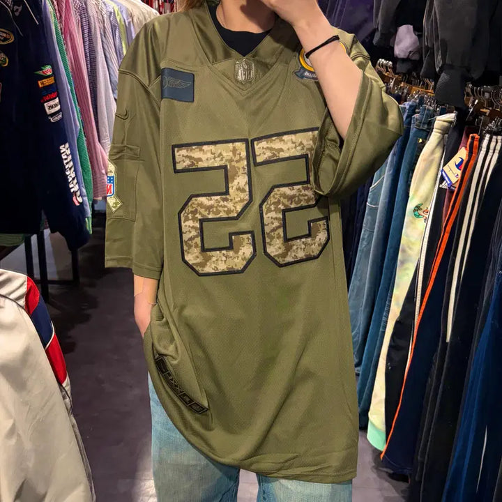 [BUNJANG] NFL X Nike NFL No. 55 Bush Short Sleeve Jersey Khaki / NFL X NIKE NFL NO.55 Bush 반팔 져지 카키