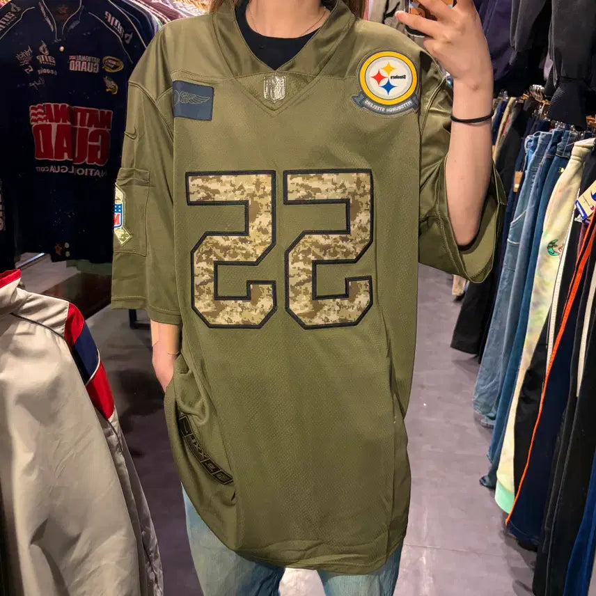 [BUNJANG] NFL X Nike NFL No. 55 Bush Short Sleeve Jersey Khaki / NFL X NIKE NFL NO.55 Bush 반팔 져지 카키