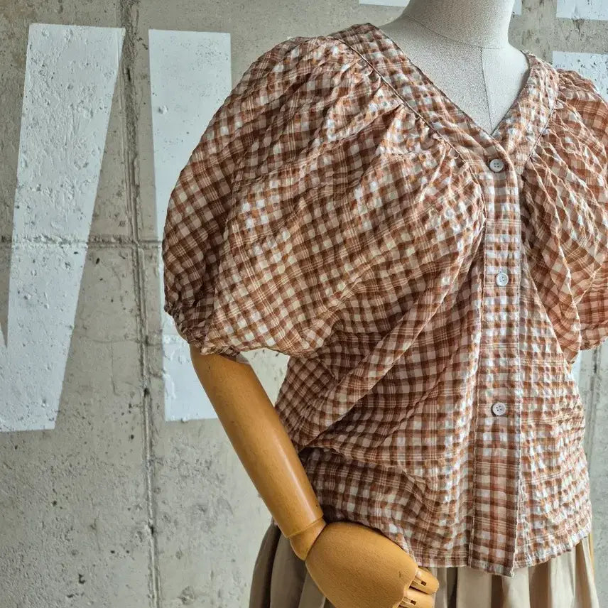 [BUNJANG] Nannninggu Gauze Short Sleeve Blouse / 난닝구 지지미 반팔 블라우스