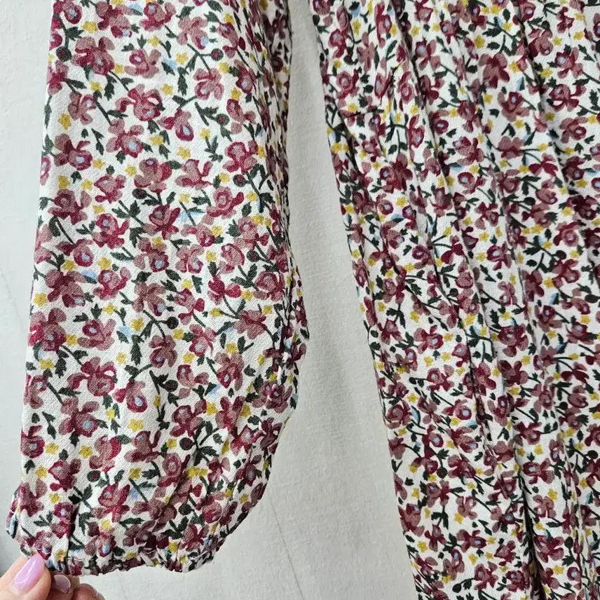 [BUNJANG] 100% Cotton Lace Trimmed Flower Long Dress / 면100%레이스배색 플라워 롱원피스 ~77