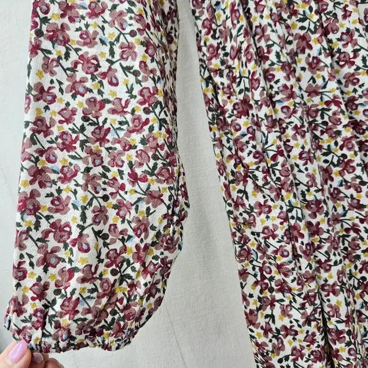 [BUNJANG] 100% Cotton Lace Trimmed Flower Long Dress / 면100%레이스배색 플라워 롱원피스 ~77
