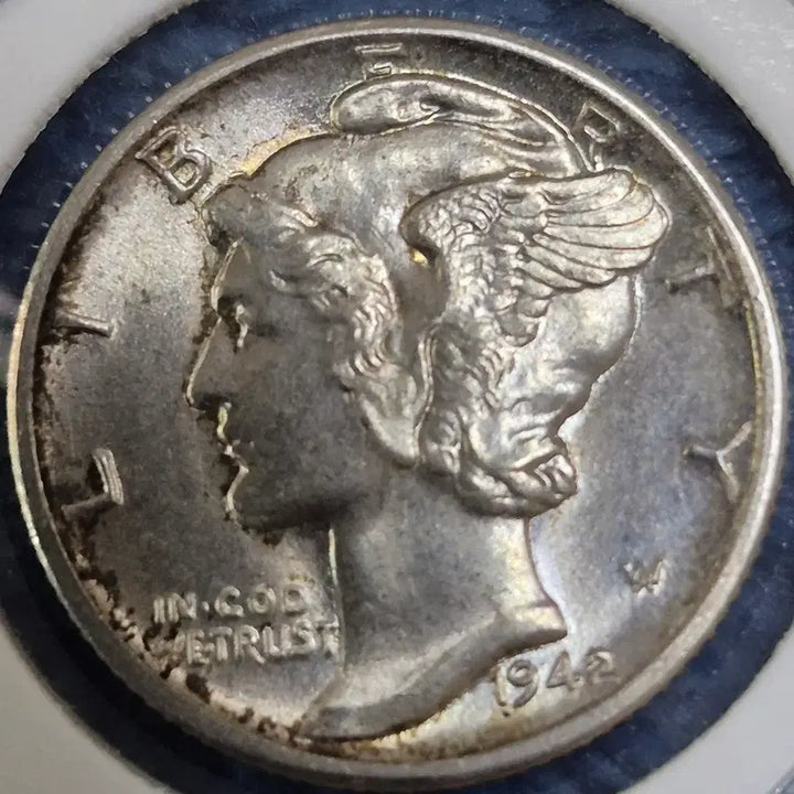 [BUNJANG] 1942 D Mercury Dime Silver Coin (RPM Error, Full Band) / 1942 년D미국 머큐리 다임 은화,(RPM에러)풀 밴드
