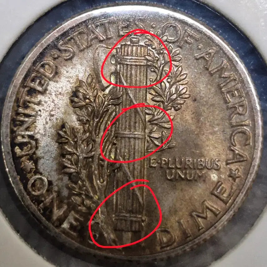 [BUNJANG] 1942 D Mercury Dime Silver Coin (RPM Error, Full Band) / 1942 년D미국 머큐리 다임 은화,(RPM에러)풀 밴드