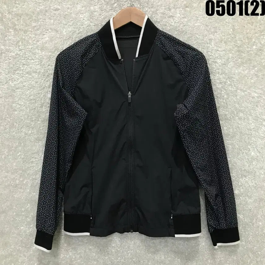 [BUNJANG] Wangle Black Pattern Zip-Up Jacket / WANGLE 블랙 패턴 소매 집업 자켓  m