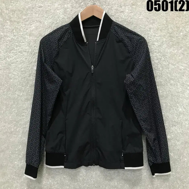 [BUNJANG] Wangle Black Pattern Zip-Up Jacket / WANGLE 블랙 패턴 소매 집업 자켓  m