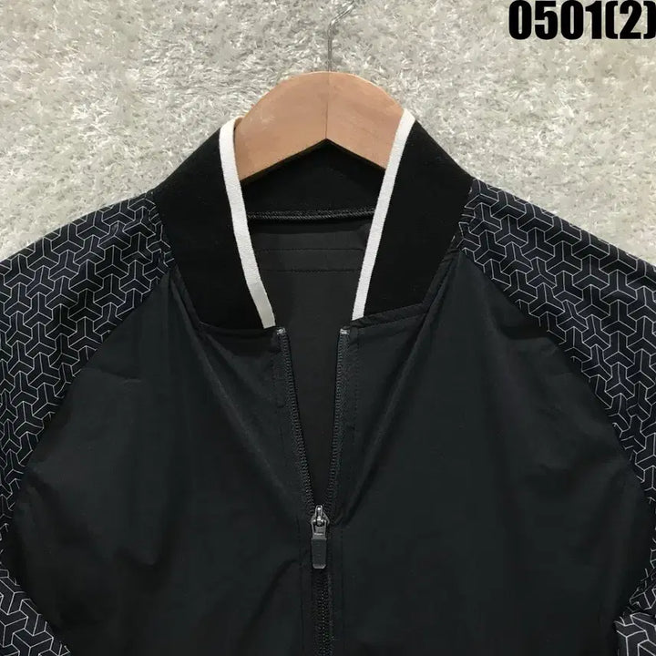 [BUNJANG] Wangle Black Pattern Zip-Up Jacket / WANGLE 블랙 패턴 소매 집업 자켓  m