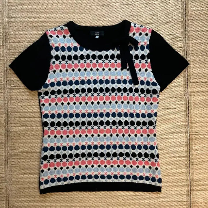 [BUNJANG] Japanese Vintage Polka Dot Short Sleeve Knit / 일본 빈티지 땡땡이 반팔 니트