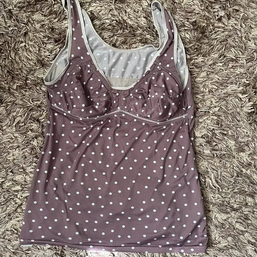 [BUNJANG] Purple Polka Dot Soft Bra Tank Top (Free Size) / 보라색 땡땡이 여자속옷 소프트 브라런닝