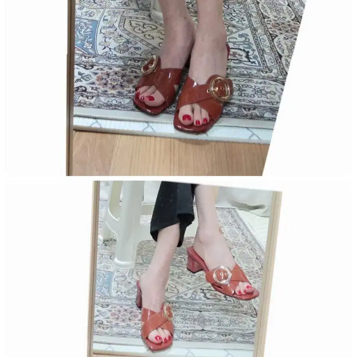 [BUNJANG] Barbara Buckle Pointed Slippers - Size 240 / 새신발_바바라 버클 포인트 슬리퍼 240