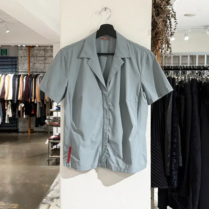 [BUNJANG] Prada Sport Blue Nylon Half Shirt Jacket L / 프라다 스포츠 블루 나일론 하프 셔츠 자켓
