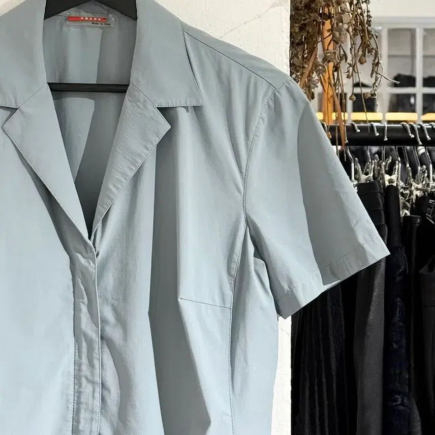 [BUNJANG] Prada Sport Blue Nylon Half Shirt Jacket L / 프라다 스포츠 블루 나일론 하프 셔츠 자켓