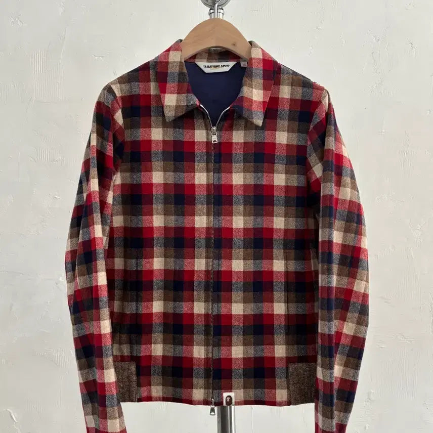 [BUNJANG] Bape Check Wool Zip-Up Jacket / Bape 베이프 체크 울 집업 자켓