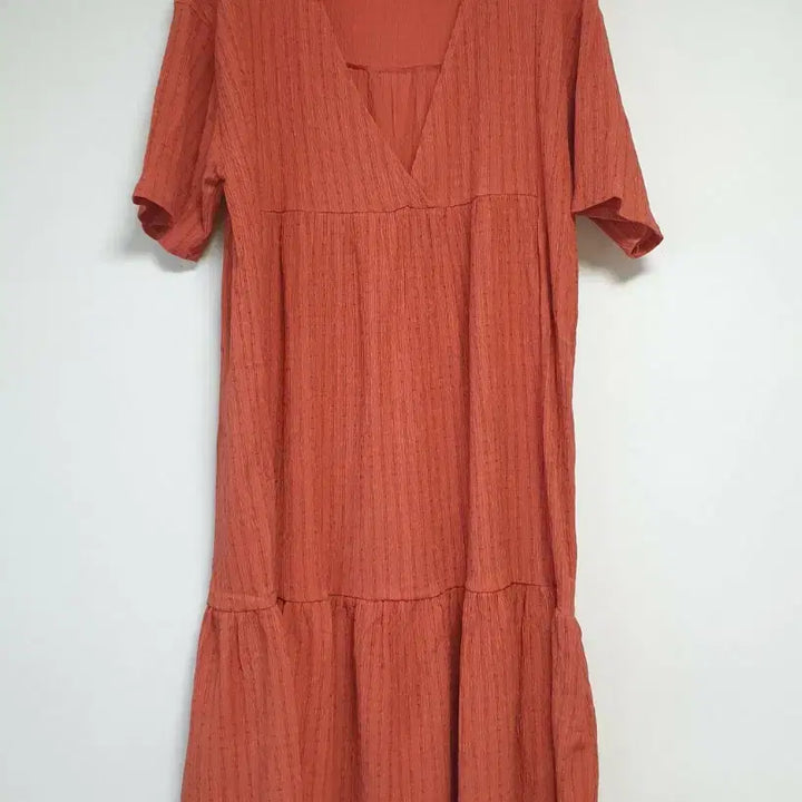 [BUNJANG] Zara V-Neck Short Sleeve Maxi Dress Orange / 자라 브이넥 반팔 롱 원피스 오렌지