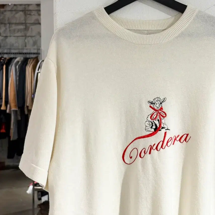[BUNJANG] Kodera Ivory Merino Wool Embroidered Knit / 코데라 아이보리 메리노 울 자수 니트