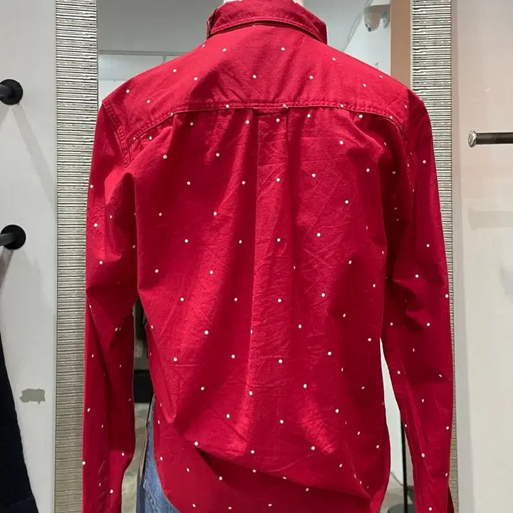 [BUNJANG] Red Polka Dot Long-Sleeve Shirt / 레드 도트무늬 남방