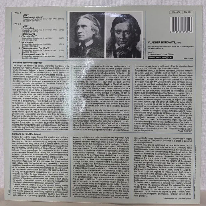 [BUNJANG] Vladimir Horowitz Liszt Piano Sonata &amp; Schumann Arabesque LP (Mono) / 프랑스 모노] 호로비츠: 리스트 피아노 소나타 &amp; 슈만 아라베스크 외LP