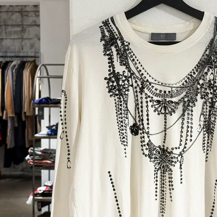 [BUNJANG] Alexander McQueen Ivory Chain Print Long Sleeve Shirt / 알렉산더 맥퀸 아이보리 체인 프린트 롱 슬리브