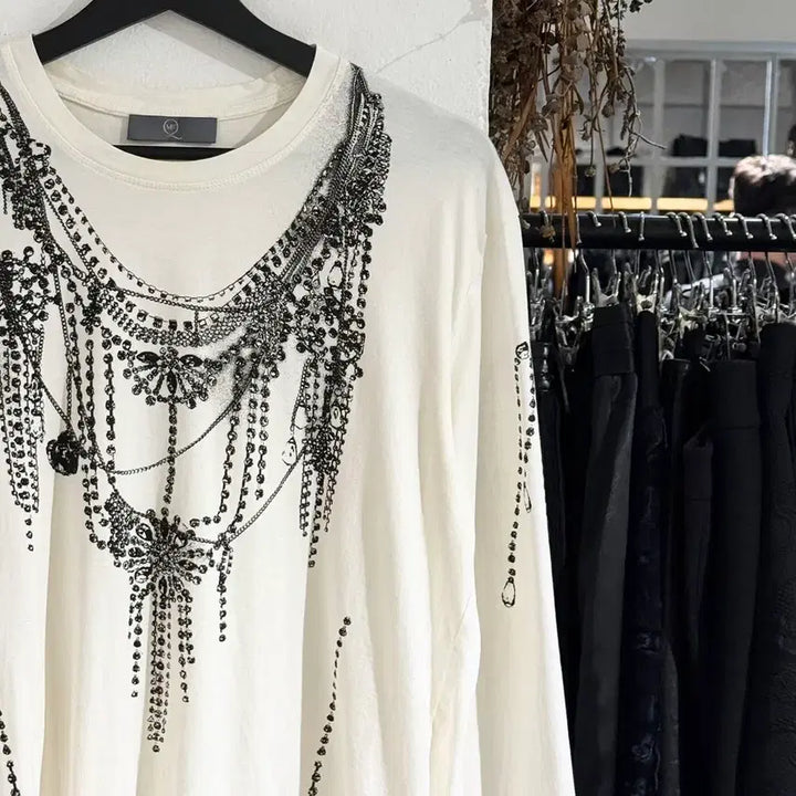 [BUNJANG] Alexander McQueen Ivory Chain Print Long Sleeve Shirt / 알렉산더 맥퀸 아이보리 체인 프린트 롱 슬리브