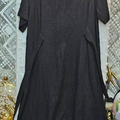 [BUNJANG] Hotping Linen Short-Sleeve Dress Free Size / 핫핑블랙 린넨 반팔 원피스 프리사이즈