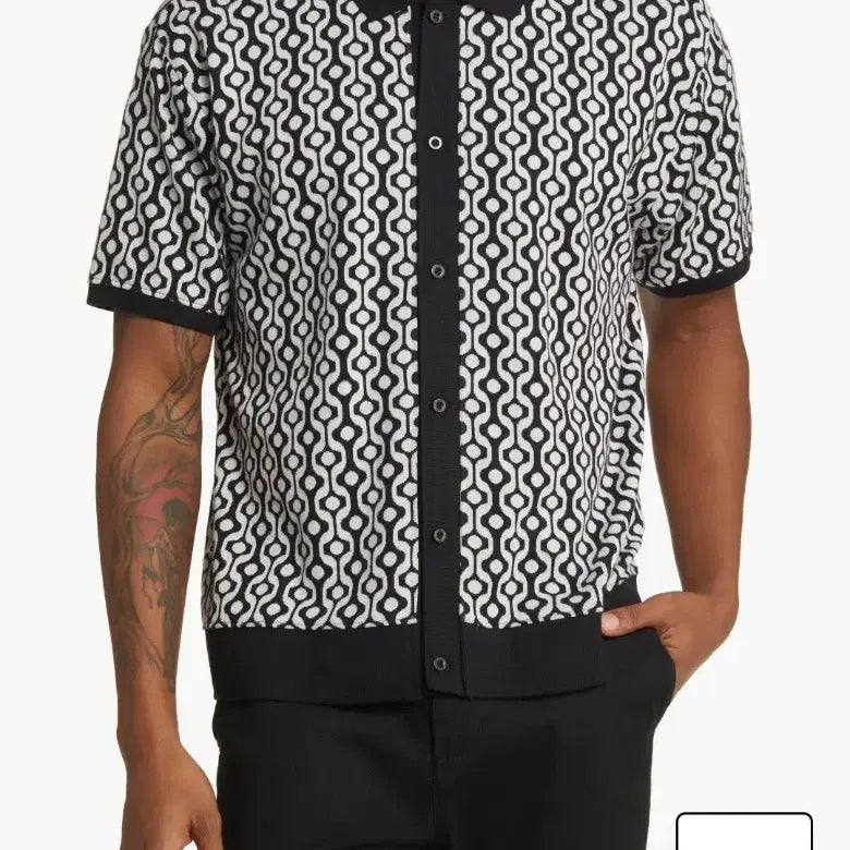 [BUNJANG] OBEY Pattern Short-Sleeve Knit Polo / L OBEY 오베이 패턴 반팔 카라 니트