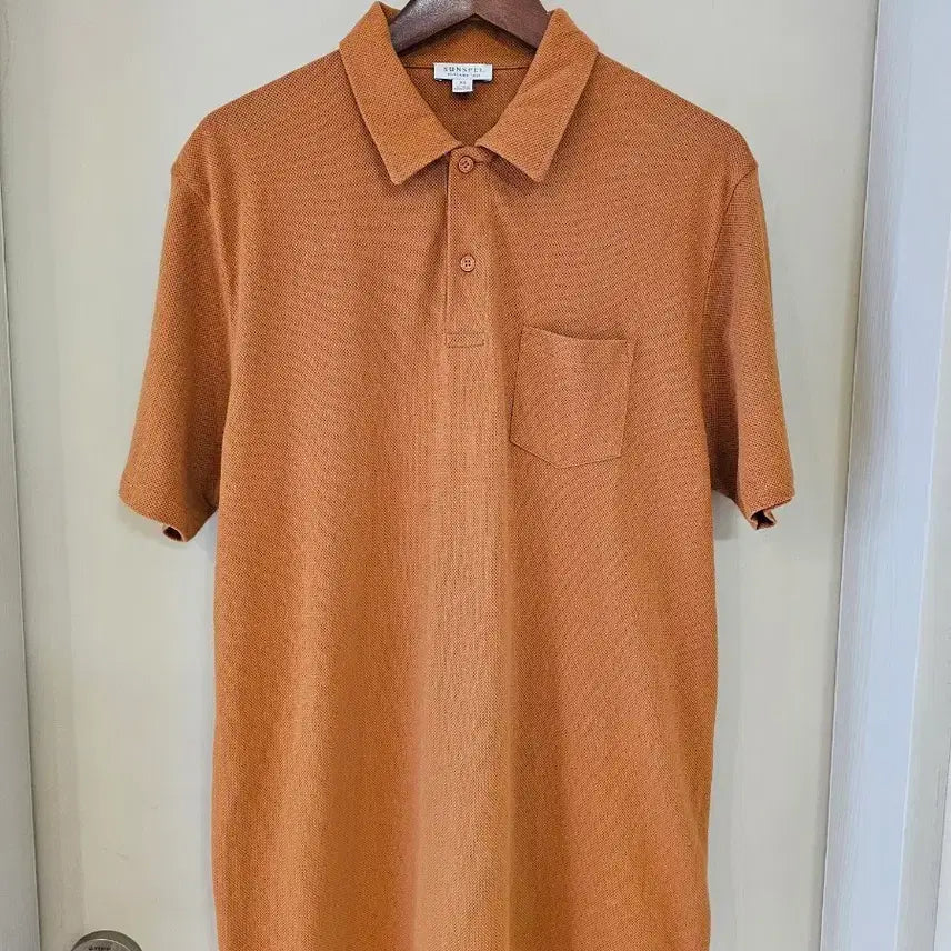 [BUNJANG] Sunspel Waffle PK Short Sleeve T-Shirt Brown XL / [정품] 선스펠 Sunspel 와플 PK 반팔 티셔츠