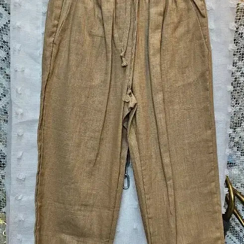 [BUNJANG] Linen Cotton Blend Banding Pants Camel / 린넨 면마 혼방 밴딩 바지 카멜