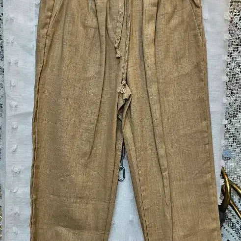 [BUNJANG] Linen Cotton Blend Banding Pants Camel / 린넨 면마 혼방 밴딩 바지 카멜