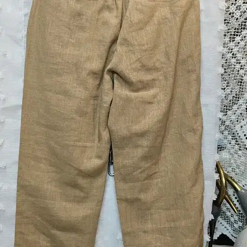 [BUNJANG] Linen Cotton Blend Banding Pants Camel / 린넨 면마 혼방 밴딩 바지 카멜