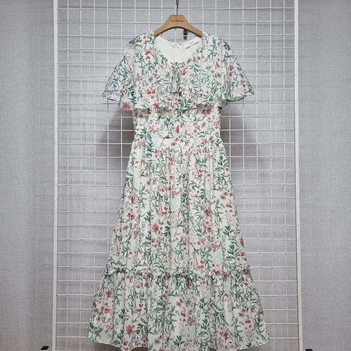 [BUNJANG] Satin Flower Chiffon Dress / 샤틴 플라워 쉬폰원피스