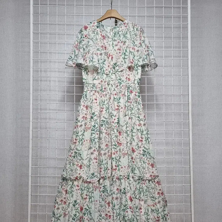 [BUNJANG] Satin Flower Chiffon Dress / 샤틴 플라워 쉬폰원피스