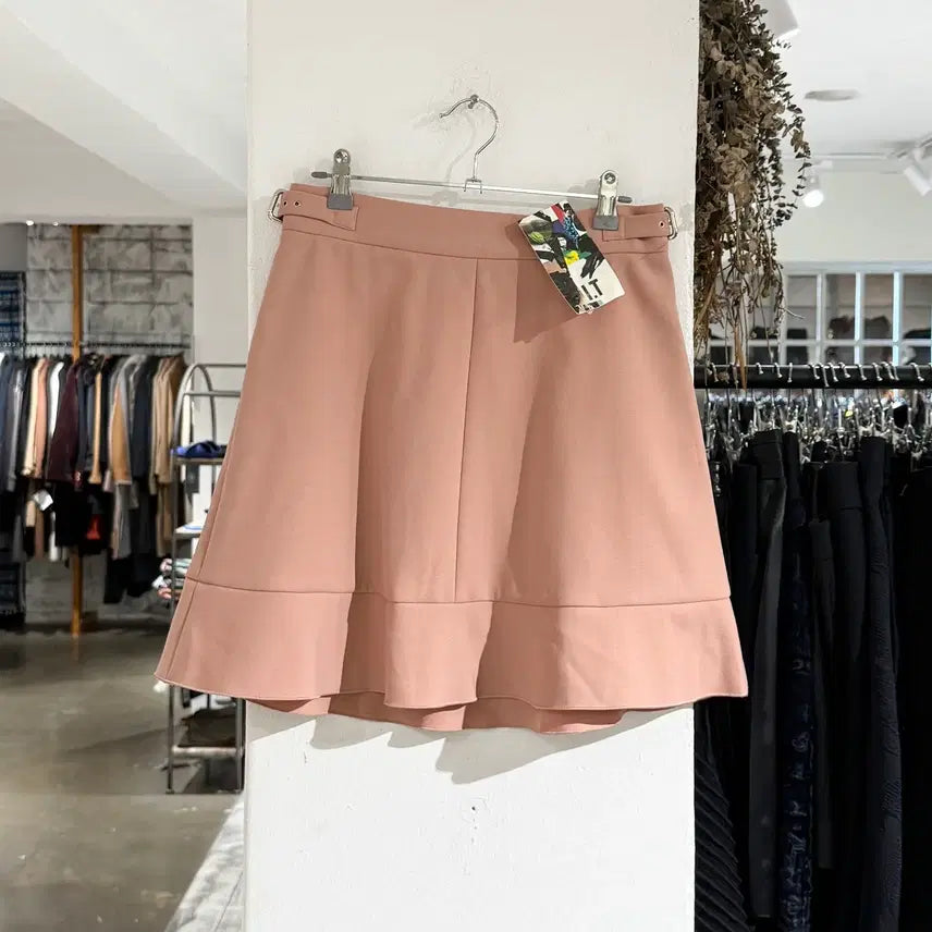 [BUNJANG] REDValentINO Pink Frill Buckle Mini Skirt Size 40 / 레드 발렌티노 핑크 프릴 버클 미니 스커트
