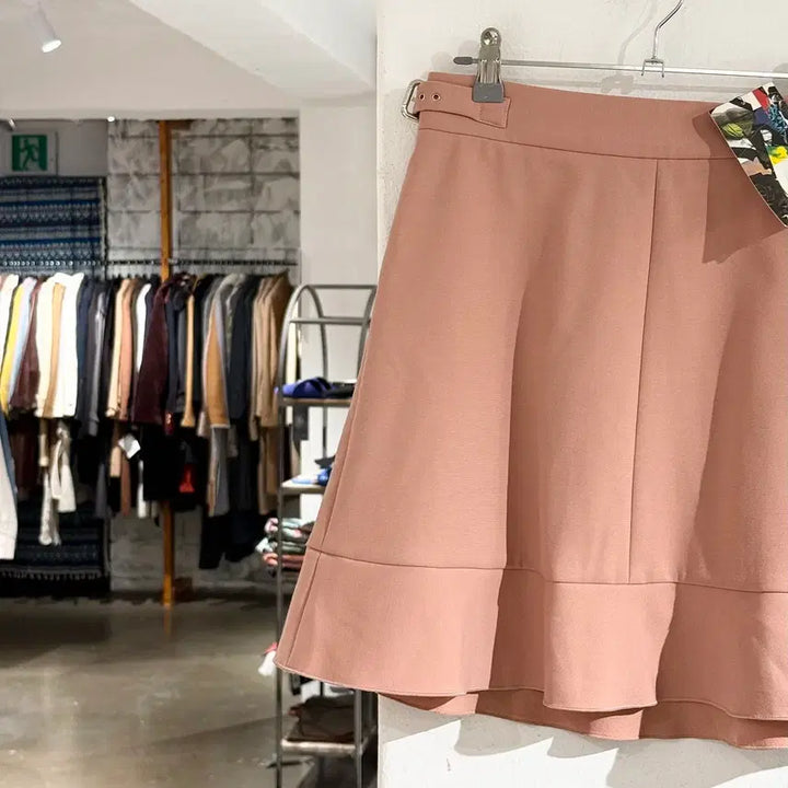 [BUNJANG] REDValentINO Pink Frill Buckle Mini Skirt Size 40 / 레드 발렌티노 핑크 프릴 버클 미니 스커트