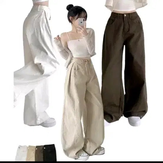 [BUNJANG] Jasmine Bell Wide Pants White M Size / 에이블리 자스민벨 와이드 팬츠