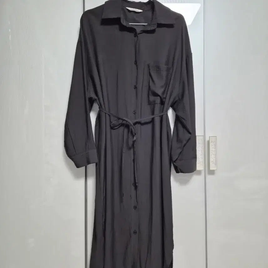 [BUNJANG] Black Long Shirt Dress / 블랙 롱 셔츠 원피스