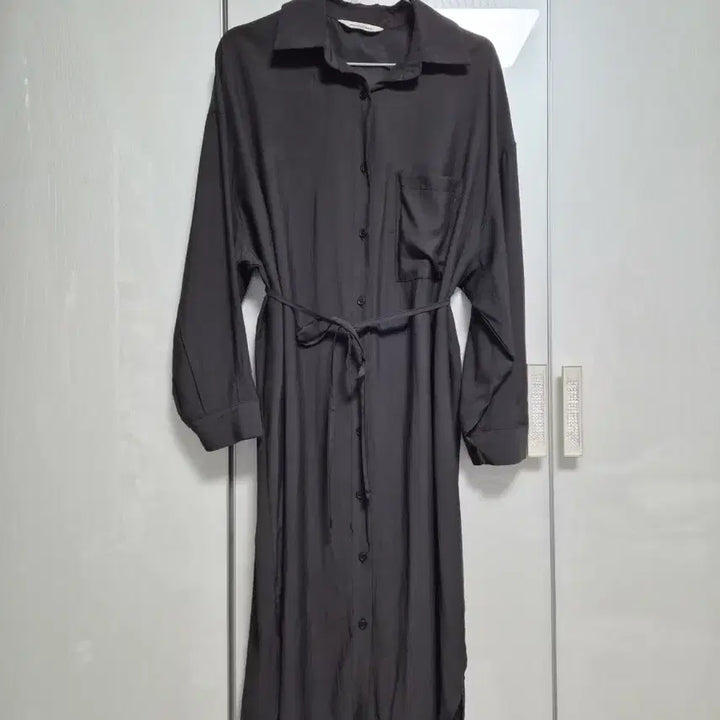 [BUNJANG] Black Long Shirt Dress / 블랙 롱 셔츠 원피스