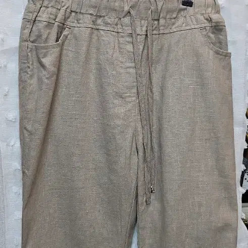[BUNJANG] Linen Blend Elastic Waistband 7/10 Length Pants / 린넨 마밴딩 7부 바지