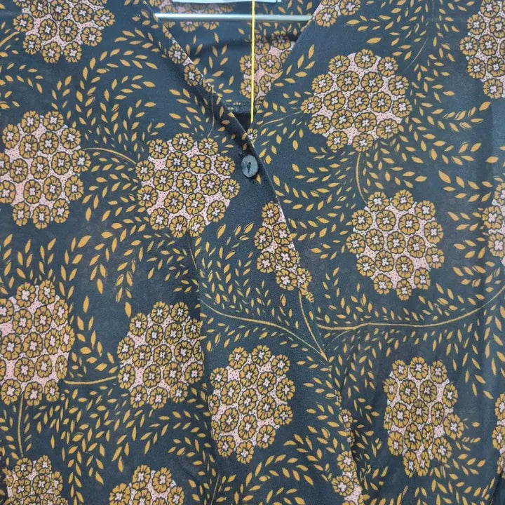 [BUNJANG] Flower Pattern Long Dress / 플라워 패턴 롱 원피스 블랙 브라운