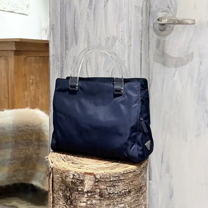 [BUNJANG] Prada Tessuto Pocono Nylon Handbag Navy / 프라다 네이비 테수토 포코노 나일론 핸드백
