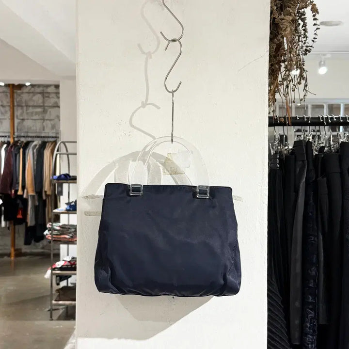 [BUNJANG] Prada Tessuto Pocono Nylon Handbag Navy / 프라다 네이비 테수토 포코노 나일론 핸드백