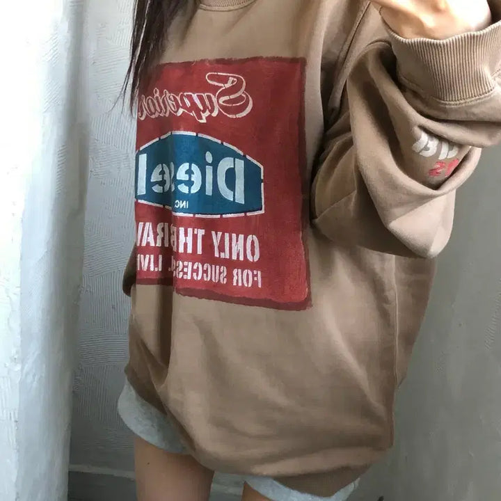 [BUNJANG] Diesel Brown Graphic Sweatshirt L / Diesel 디젤 브라운 그래픽 맨투맨