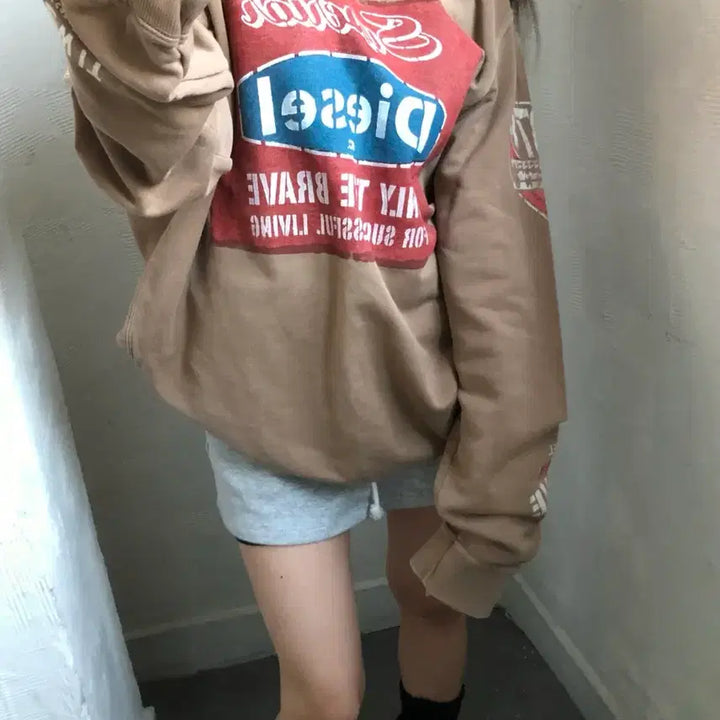 [BUNJANG] Diesel Brown Graphic Sweatshirt L / Diesel 디젤 브라운 그래픽 맨투맨