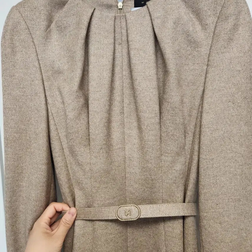 [BUNJANG] MICHAA Wool Belted Dress Beige / 미샤 모직 베이지 벨트 원피스