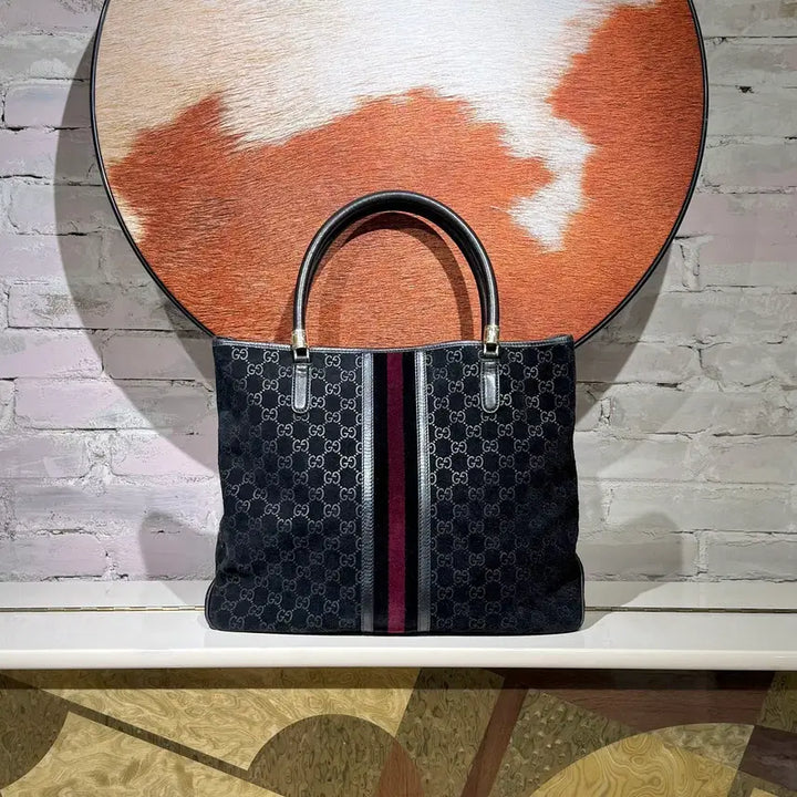 [BUNJANG] Gucci Black GG Cherie Line Tote Bag / 구찌 블랙 GG 셰리 라인 토트백