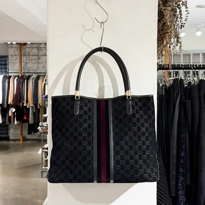 [BUNJANG] Gucci Black GG Cherie Line Tote Bag / 구찌 블랙 GG 셰리 라인 토트백